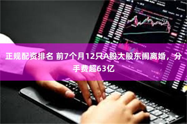 正规配资排名 前7个月12只A股大股东闹离婚，分手费超63亿